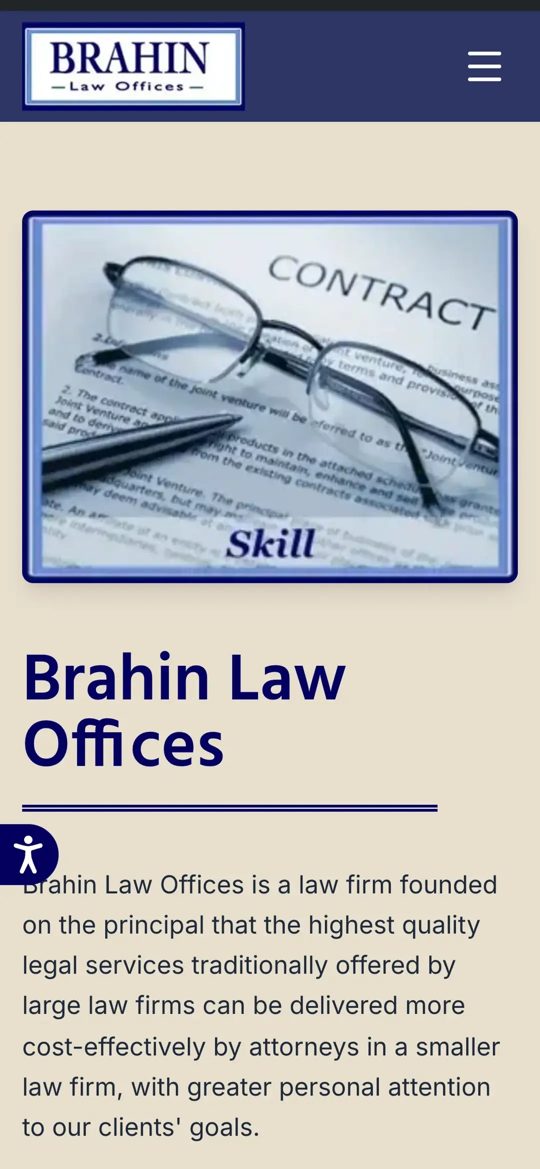 Brahin & Associates Law mobile site