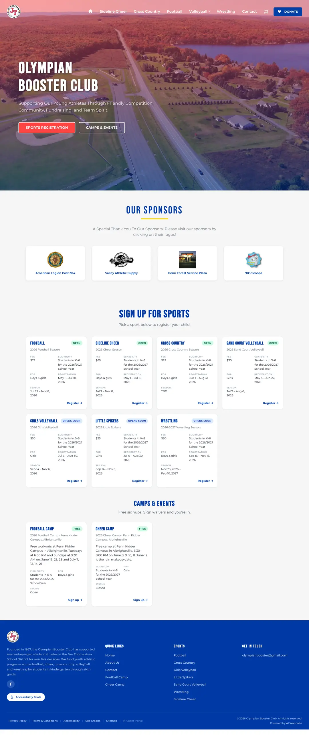 Olympian Booster Club website