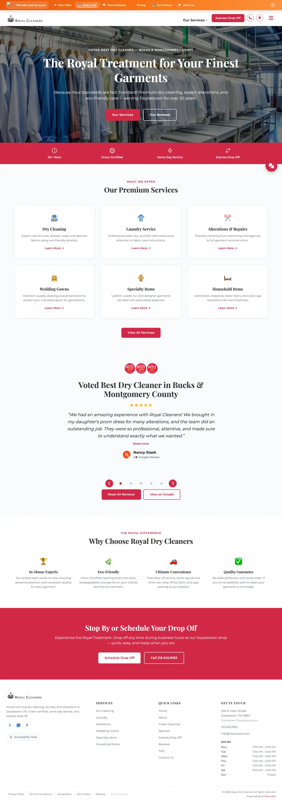 Royal Cleaners website