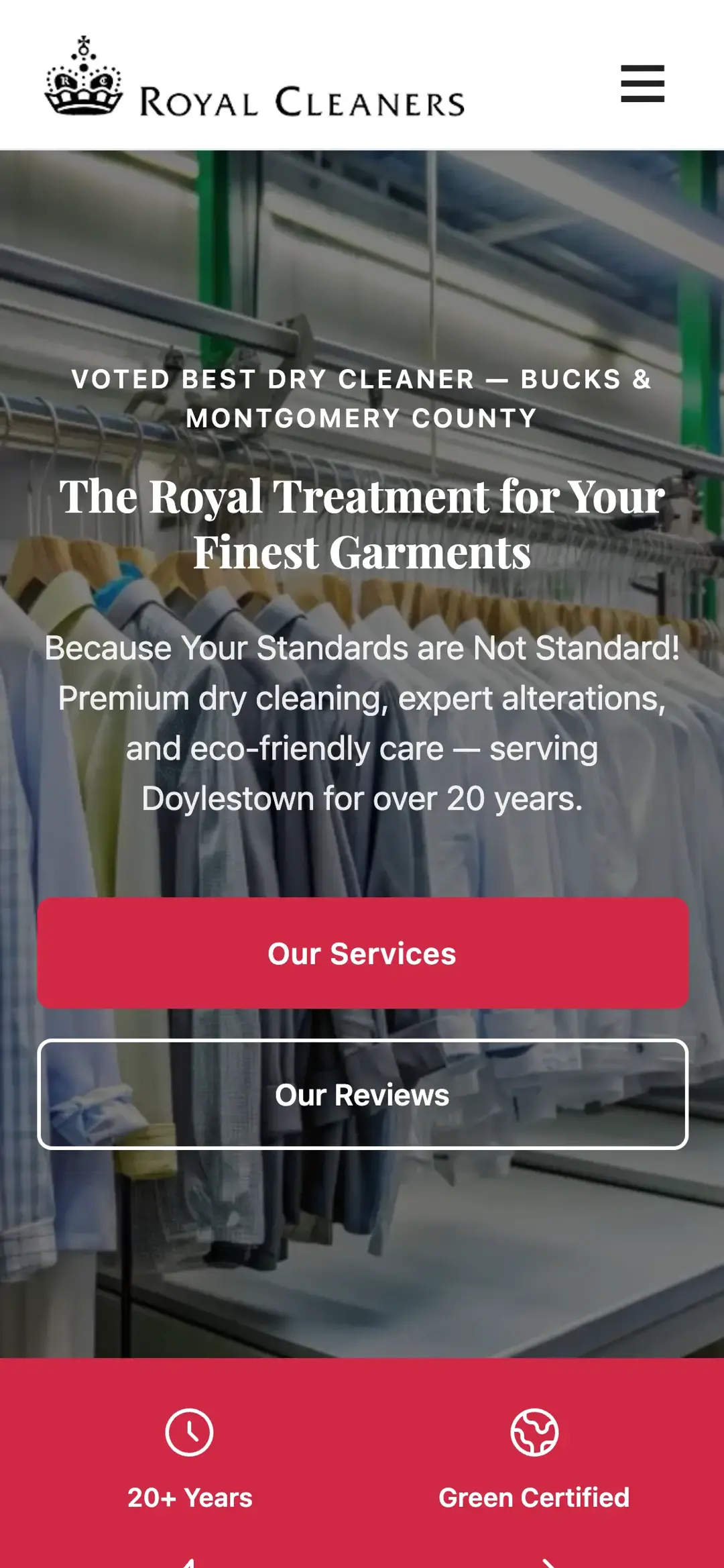 Royal Cleaners mobile site