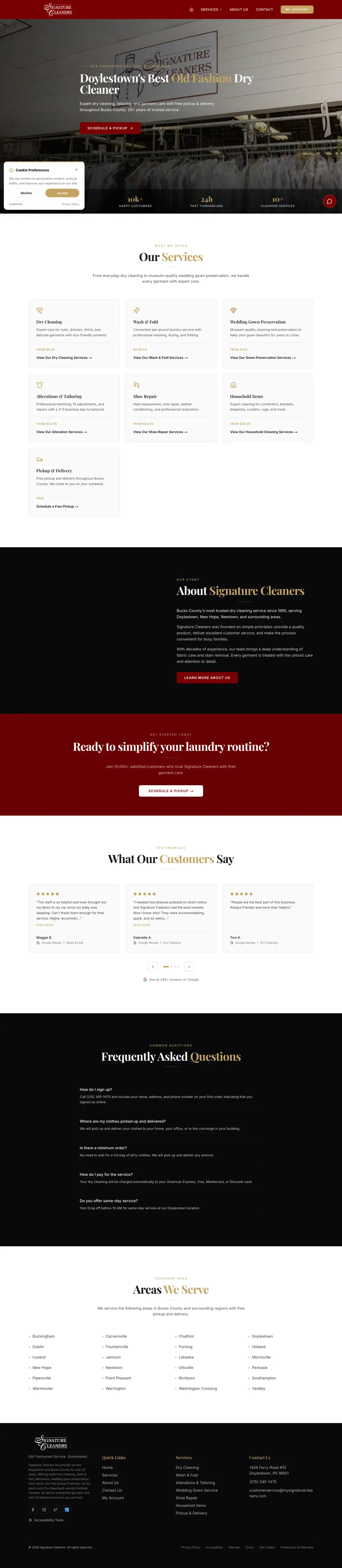 Signature Cleaners website