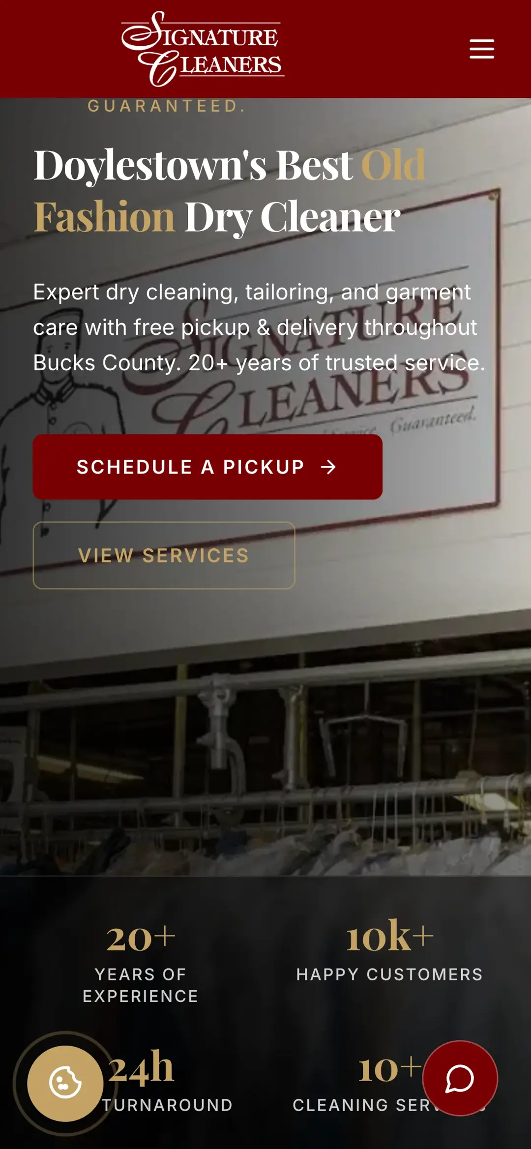 Signature Cleaners mobile site