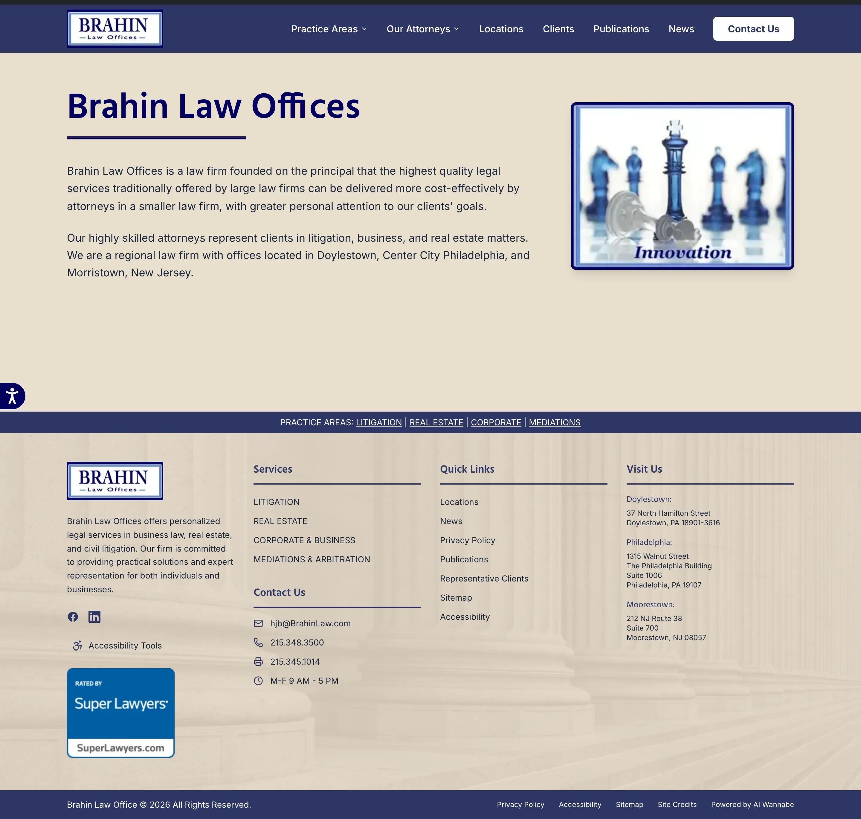 Brahin & Associates Law website