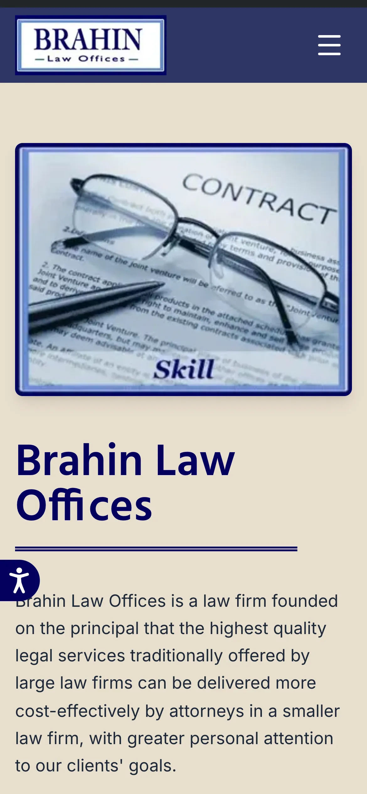 Brahin & Associates Law mobile site