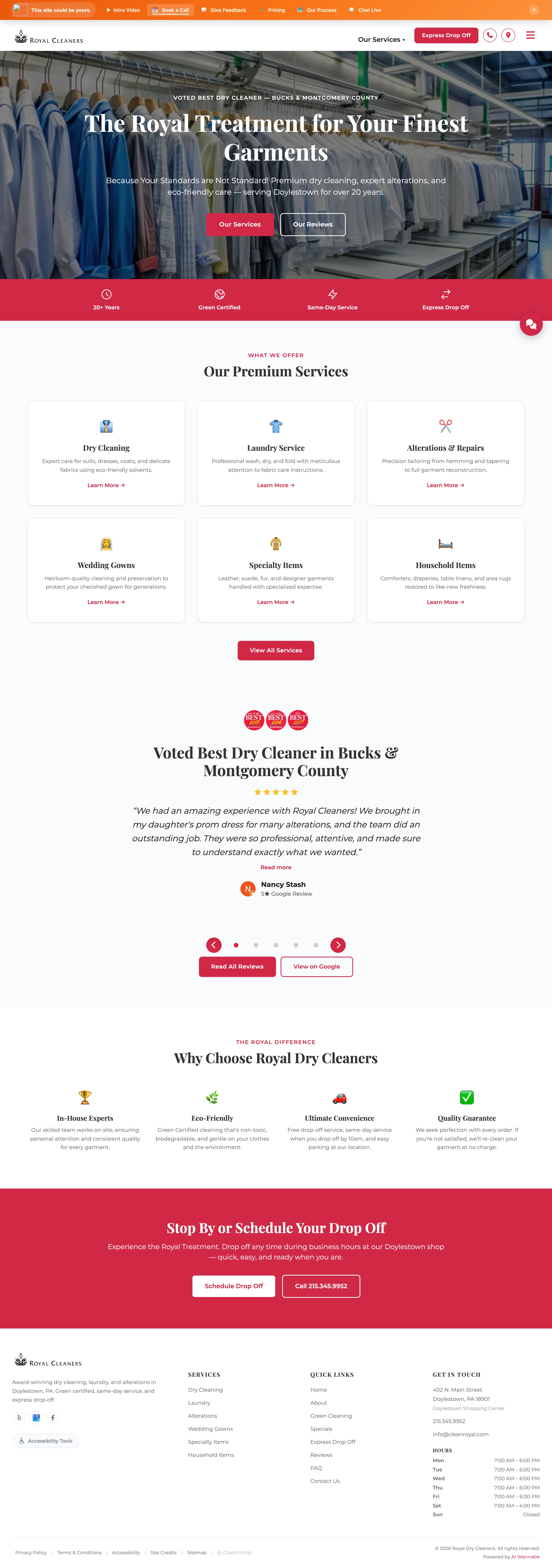 Royal Cleaners website