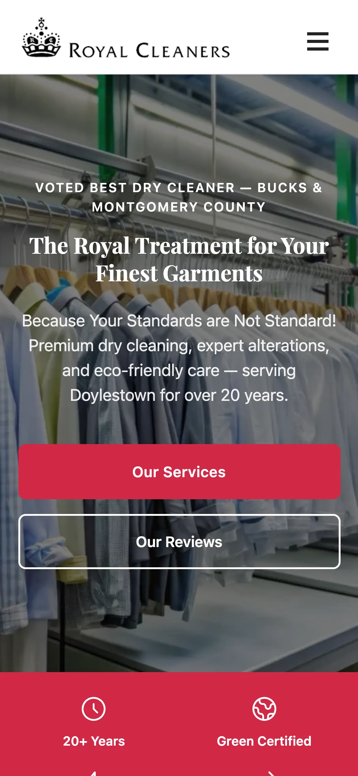 Royal Cleaners mobile site